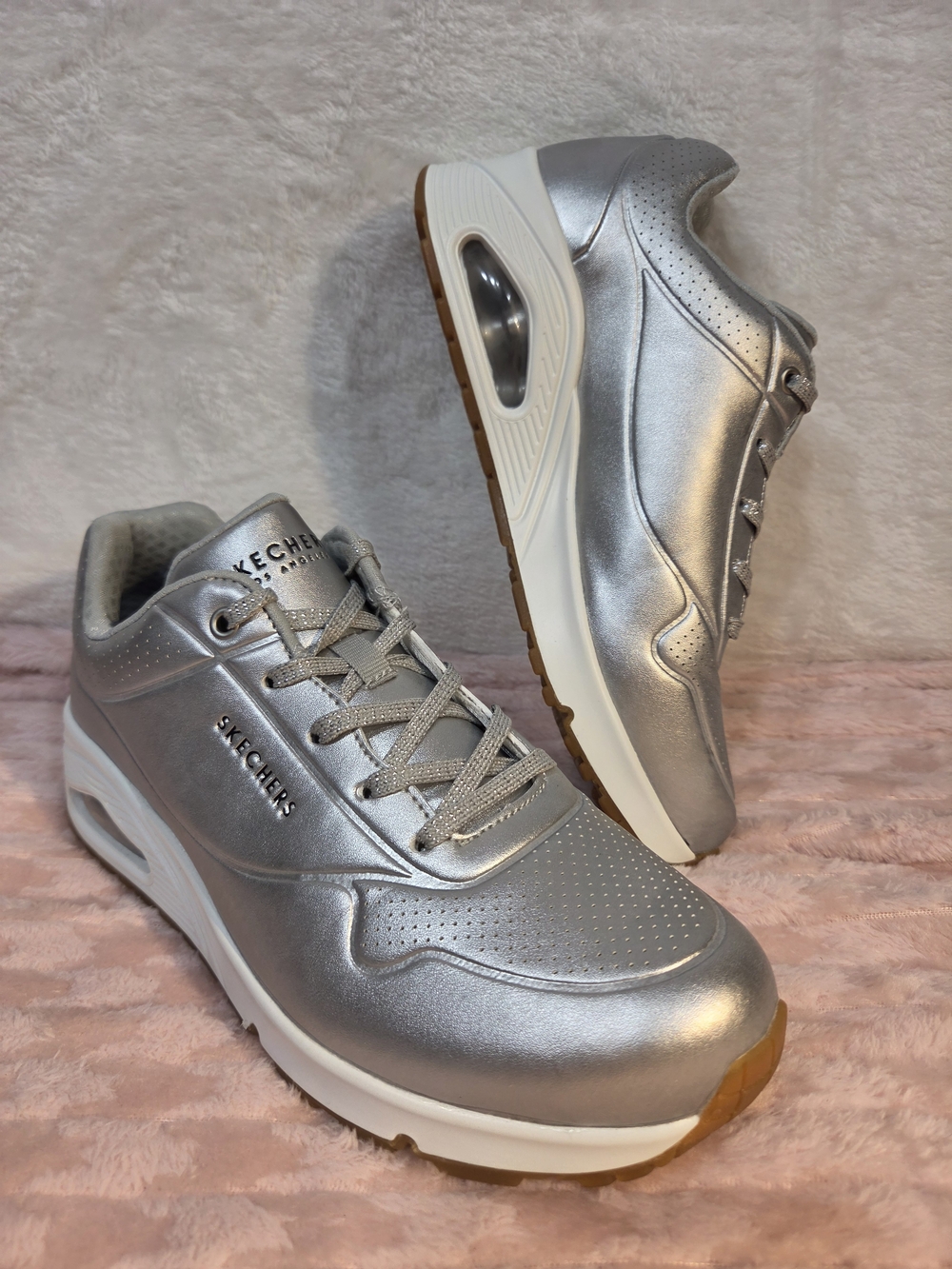 Skechers Silver Metallic Women’s Athletic Sneakers - Picture 4 of 8
